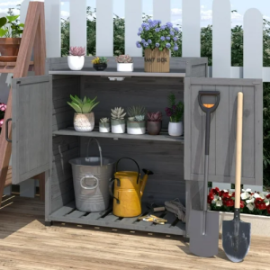 YODOLLA Potting Bench, Wooden Outdoor Storage Cabine
