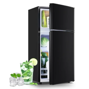DEMULLER 2.4 Cu.ft Mini Refrigerator with Freezer Dorm Fridge for Personal Removable Shelves Black