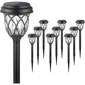 ExcMark 10 Pack Solar Lights Outdoor Garden Pathway Solar Powered Yard Light